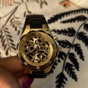 Michele Tahitian Jelly watch 40mm black & gold